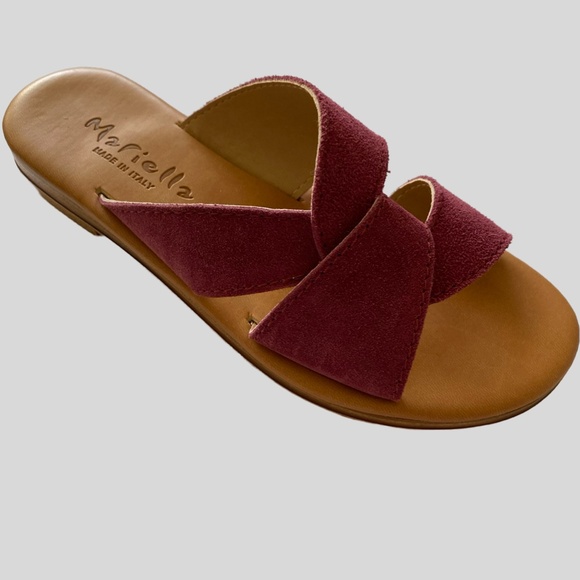 Mariella Pink Italian Suede Feel Slide On Summer Beach Sandals- Sz-9 - Picture 1 of 15